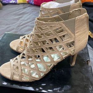 Tan straps heels